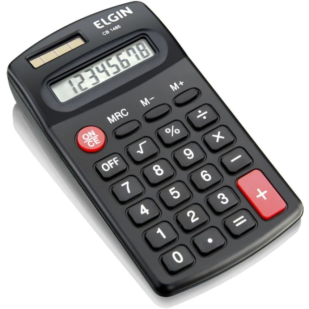 Calculadora De Bolso 8 Dig. Solar/Pilha Aa Preta Elgin (Unidade) - imagem 3