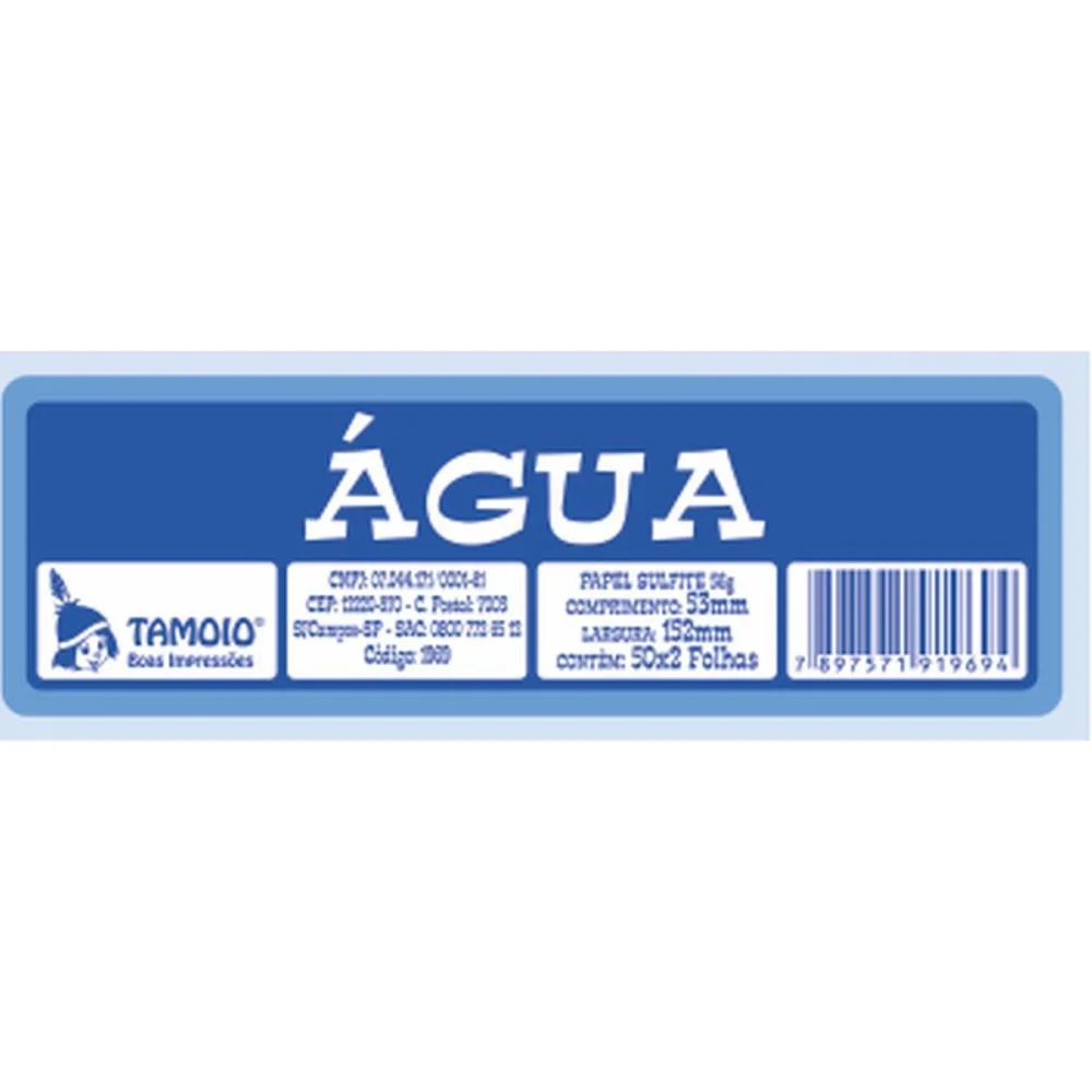Impresso Talao Ficha Agua 50X2 53Mmx152Mm Tamoio (Pct.c/10) - imagem 2