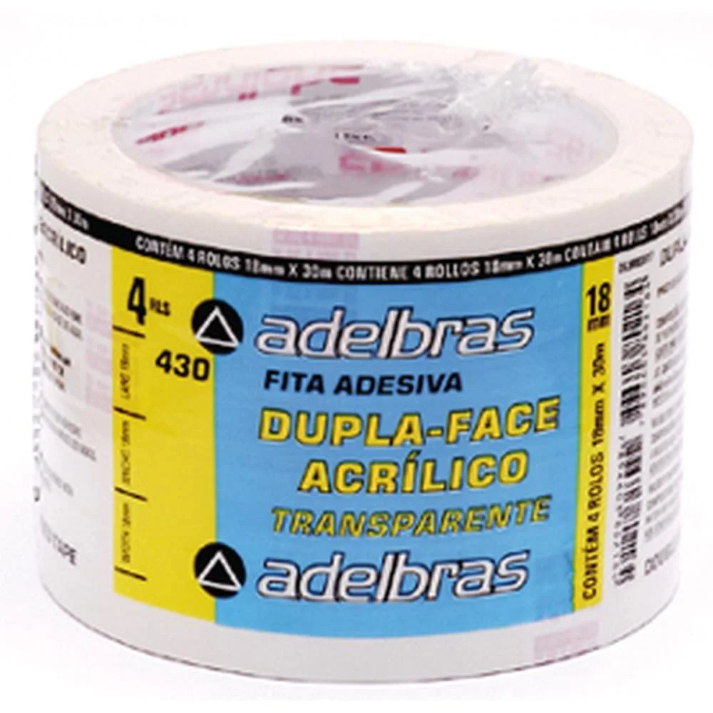 Fita Dupla Face Polipropileno 18Mmx30Mts. Adelbras (Pct.c/04) - imagem 3