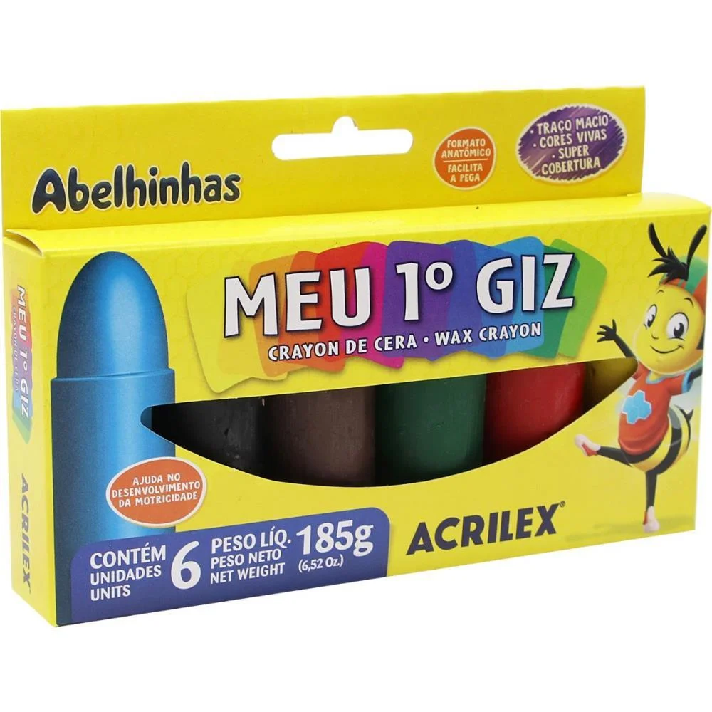 Giz De Cera Jumbo 06 Cores Meu 1 Giz De Cera Acrilex (Cx.c/03) - imagem 2