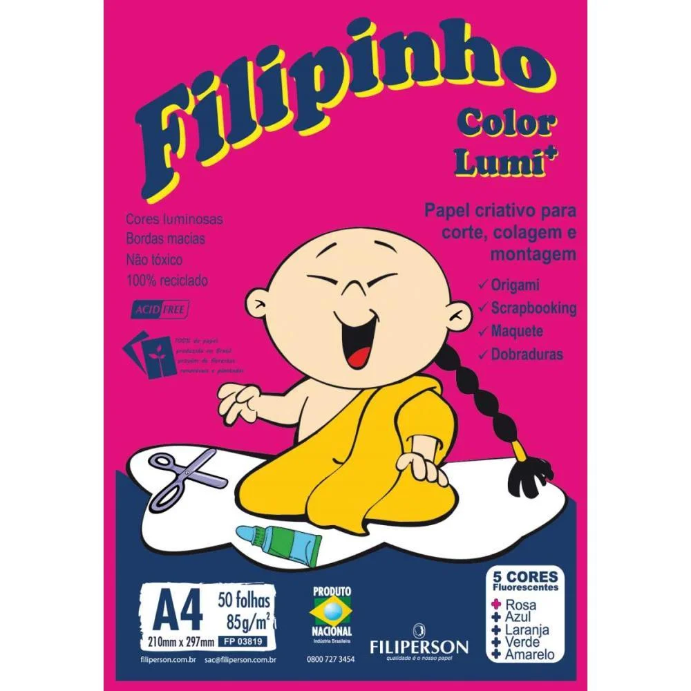 Bloco Para Educacao Artistica Filipinho Lumi 85Grs. 5 Cores Filiperson (Pct.c/50) - imagem 3