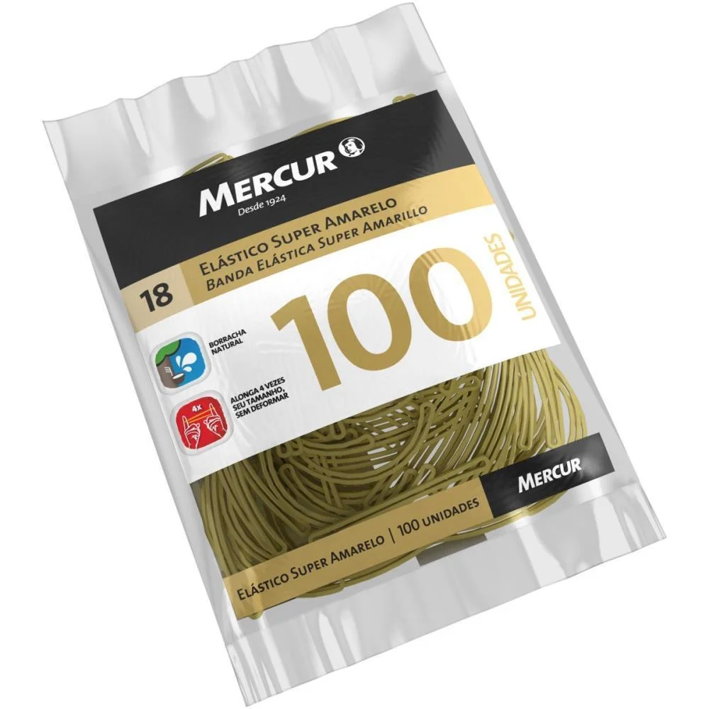 Elástico Amarelo N.18 Super Pct.c/50G 100Pecas Mercur (Pacote) - imagem 2