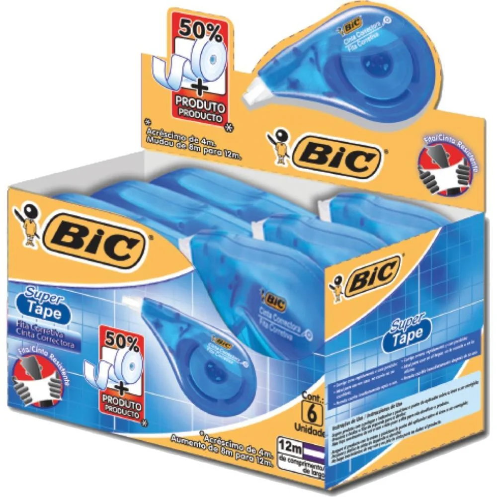Corretivo Em Fita Super Tape 12M Bic (Cx.c/06) - imagem 3