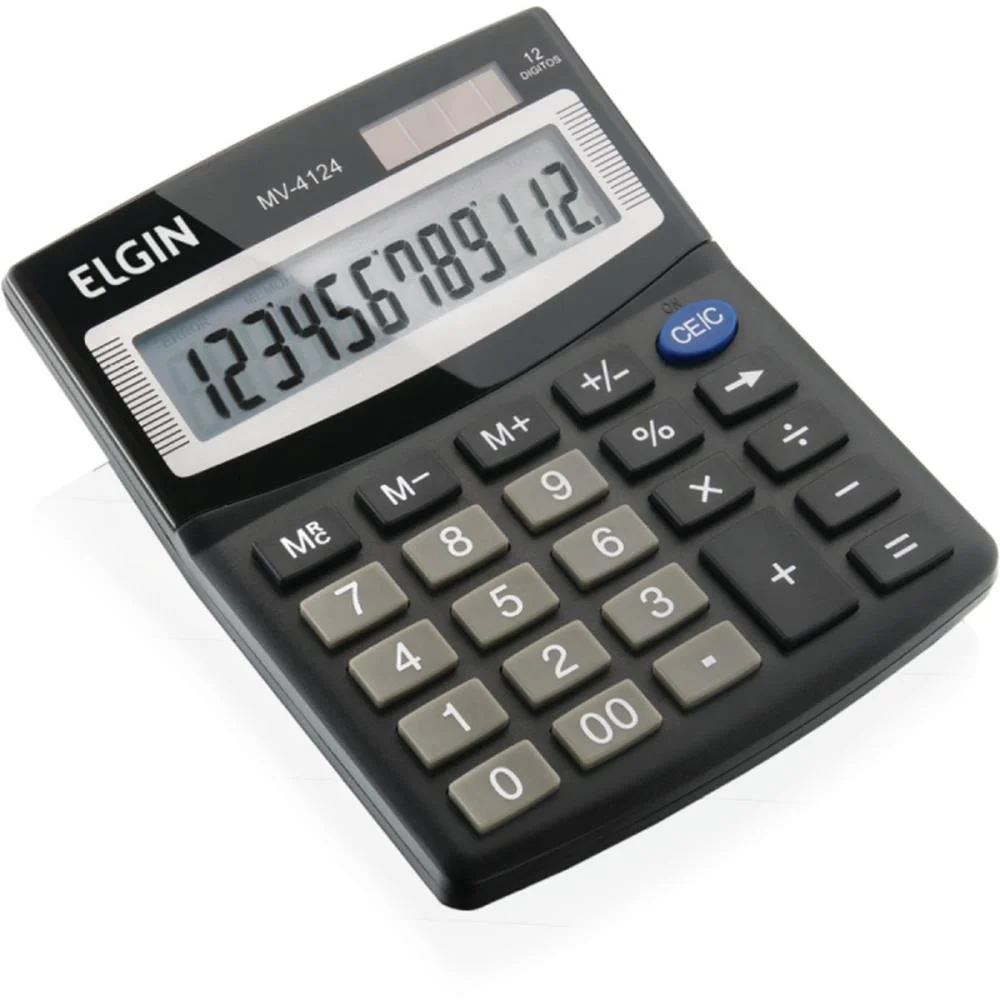 Calculadora De Mesa 12 Dig. Solar/Bateria Preta Elgin (Unidade) - imagem 2