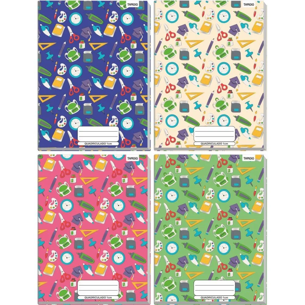 Caderno Quadriculado Univers. 1X1Cm 48F Broch. Decorado Cd Tamoio (Pct.c/05) - imagem 3