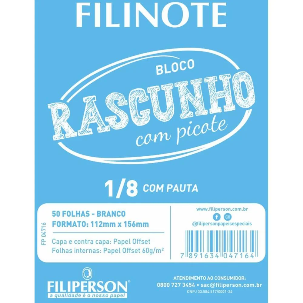 Bloco Para Rascunho C/Picote C/Pauta 112X156 50Fl Filiperson (Pct.c/10) - imagem 2