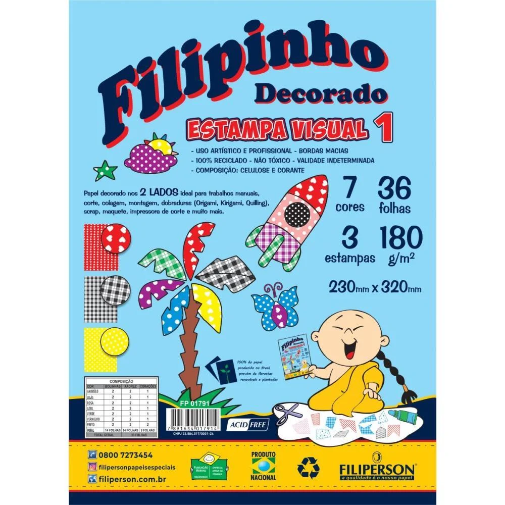 Bloco Para Educacao Artistica Textura 1 Decorado A4 180G 36F Filiperson (Pacote) - imagem 2