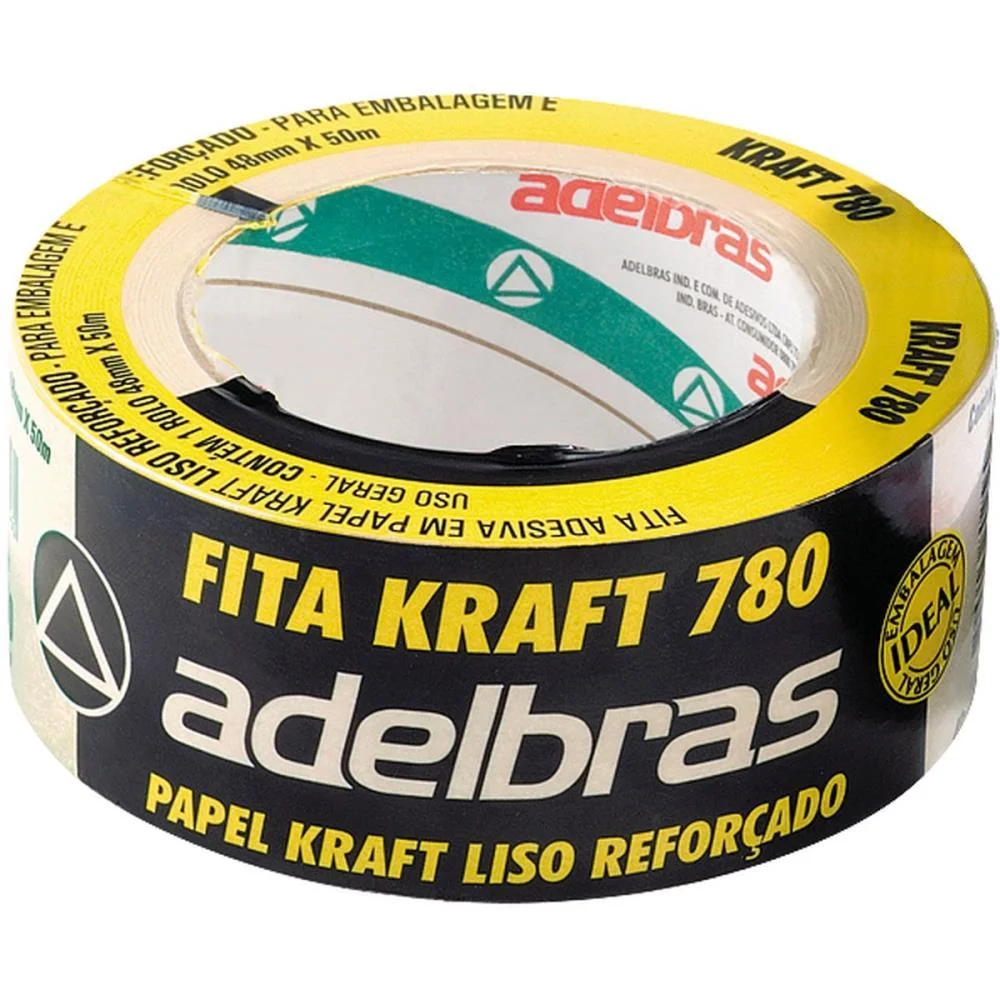 Fita Para Empacotamento Papel Kraft 780 48Mmx50Mts Adelbras - imagem 3