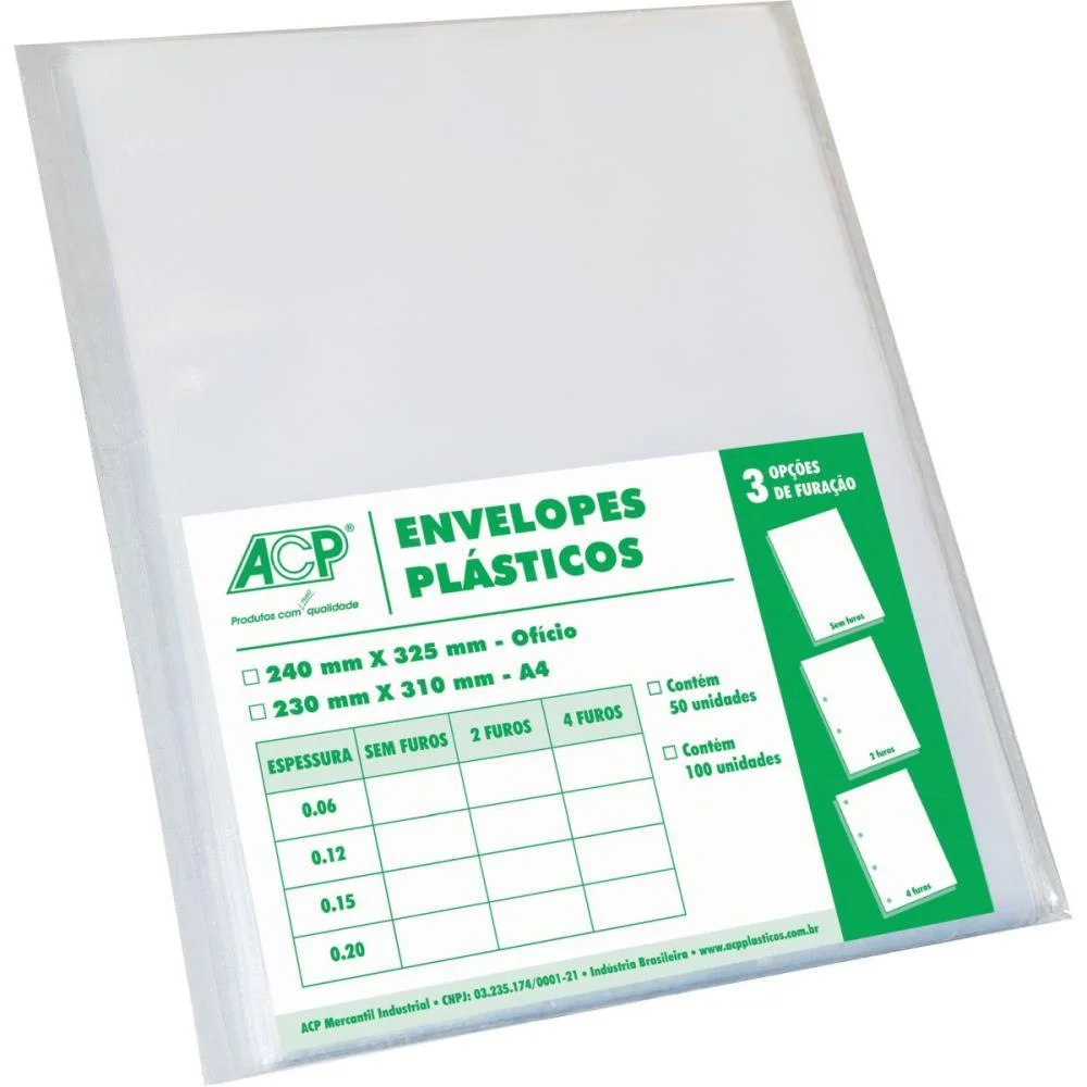 Envelope Plastico Sem Furo Oficio Medio 0,10Mm Acp (Pct.c/100) - imagem 2