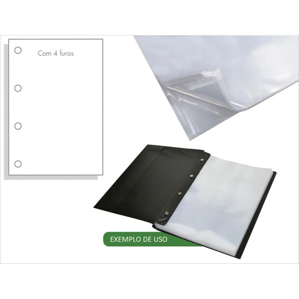 Envelope Plastico Oficio 4Furos Medio 0,12Mm Acp (Pct.c/100) - imagem 3