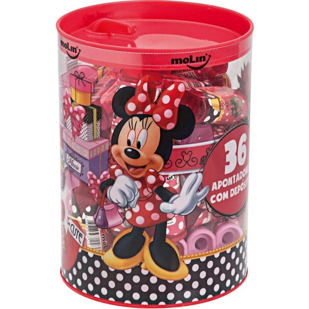 Apontador Com Deposito Decor. Minnie 1 Furo Sortidos Molin (Pote-36) - imagem 3
