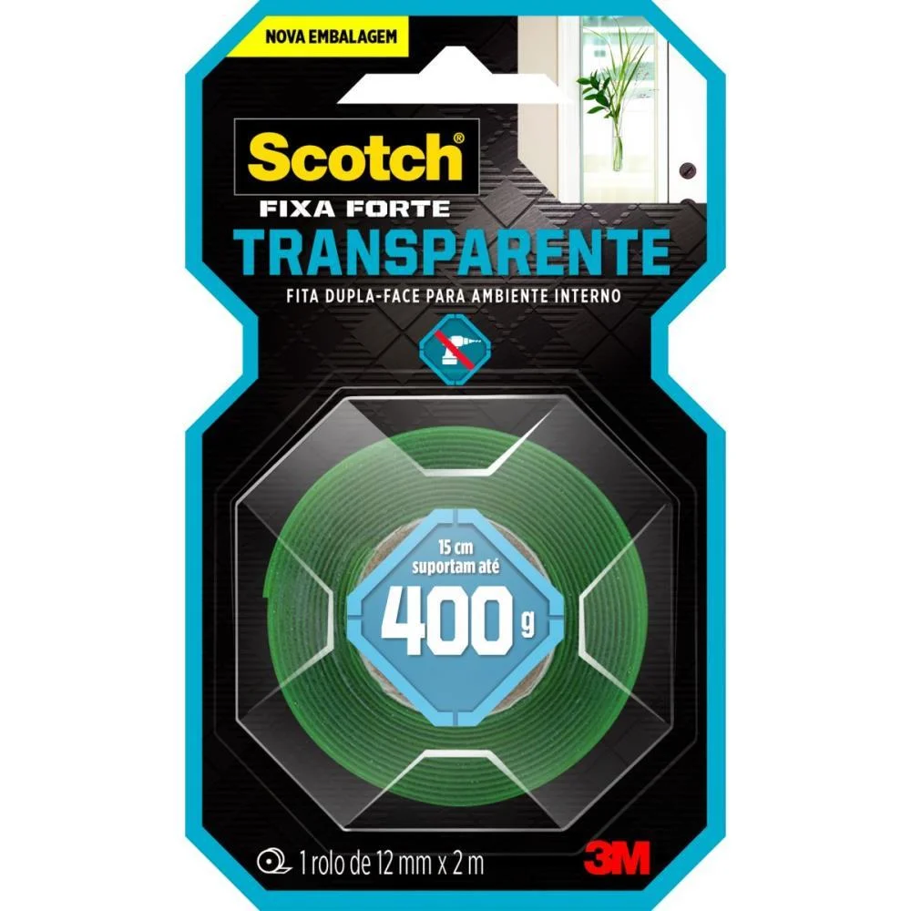 Fita Fixa Forte Silicone Transp/Verde 12Mmx2M 3M - imagem 2