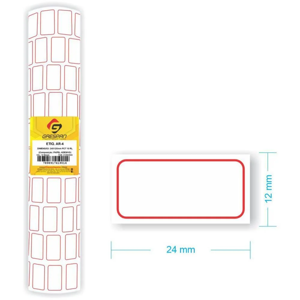 Etiqueta Para Preco Ar-4 24X12Mm C/250 Etiquetas Grespan (Pct.c/10) - imagem 3