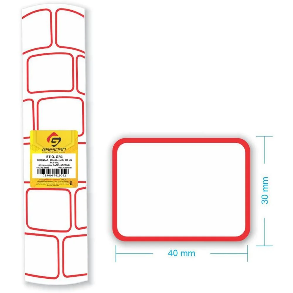 Etiqueta Para Preco Gr-3 30X40Mm C/150 Etiquetas Grespan (Pct.c/06) - imagem 3