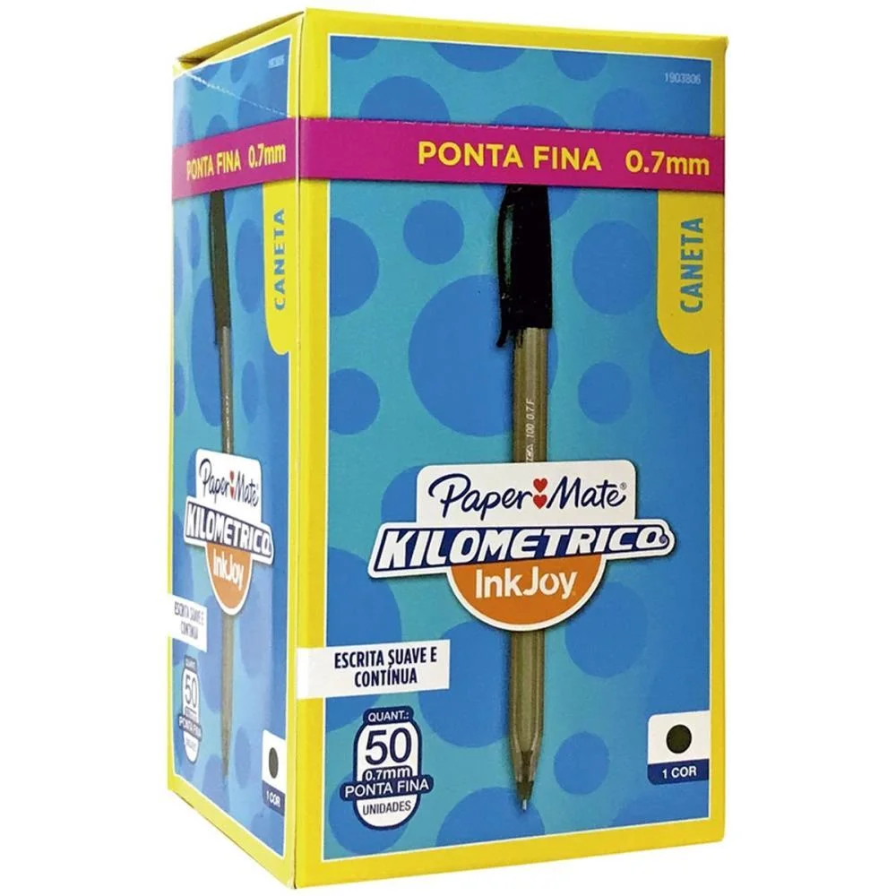 Caneta Esferografica Kilometrica 100 Fina Preta Paper Mate (Cx.c/50) - imagem 2