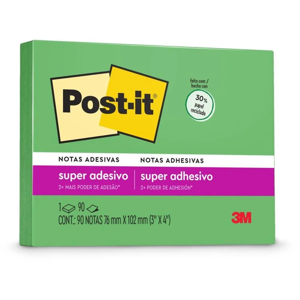 Bloco De Recado Post-It 657 Verde Recl. 76X102Mm 90Fls 3M (Unidade) - imagem 3