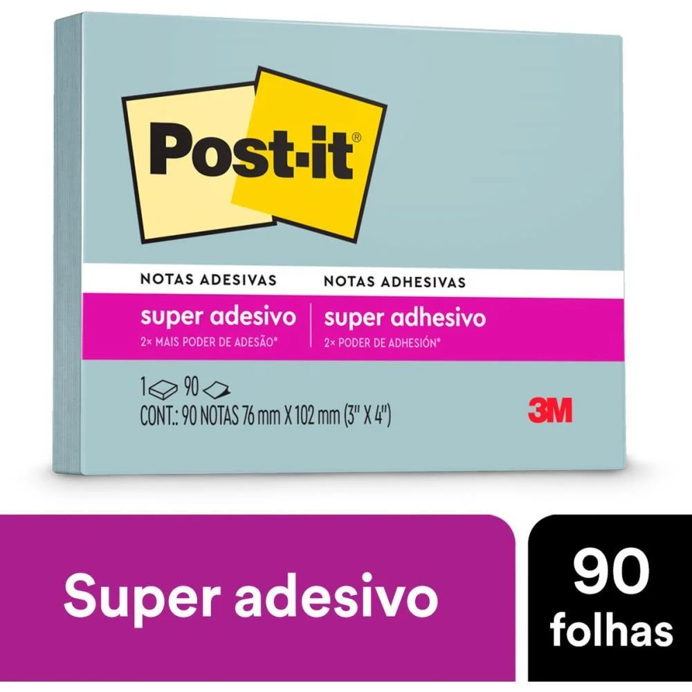 Bloco De Recado Post-It 657 Azul Recl. 76X102Mm 90Fl 3M (Unidade) - imagem 4