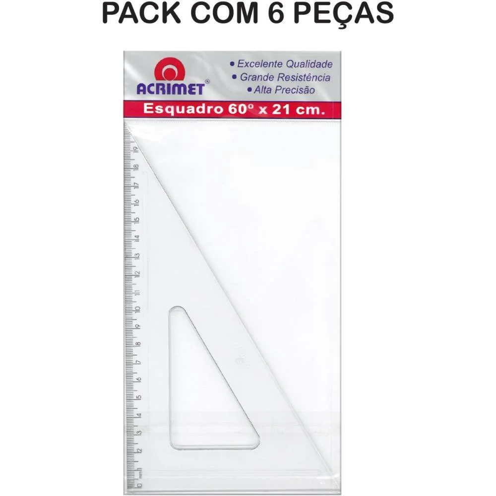 Esquadro Poliestireno 60 Graus 21Cm Acrimet (Pct.c/06) - imagem 2