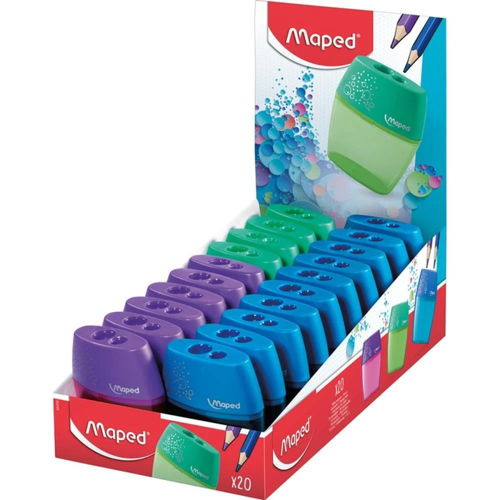 Apontador Com Deposito 2 Furos Shaker Plastico Cores Sortidas Maped (Cx.c/20) - imagem 3