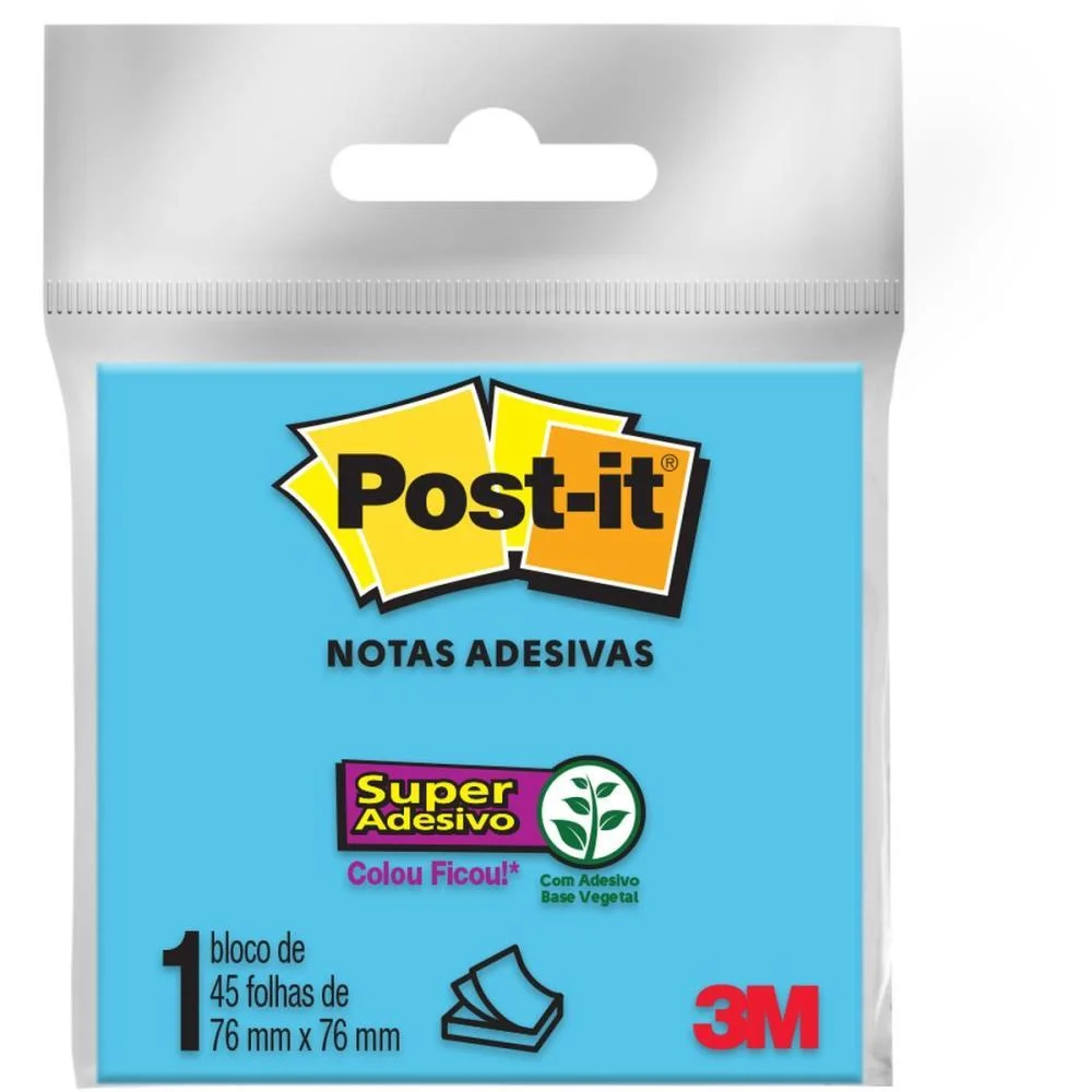 Bloco De Recado Post-It 76X76Mm Azul 45Fls. 3M (Unidade) - imagem 3