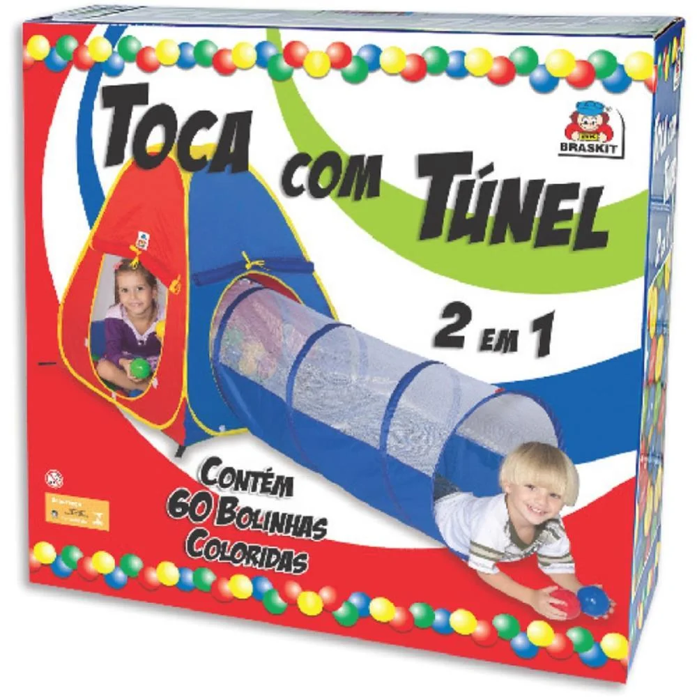 Barraca Infantil Tunel 2 Em 1 C/60 Bolinhas Braskit (Unidade) - imagem 3