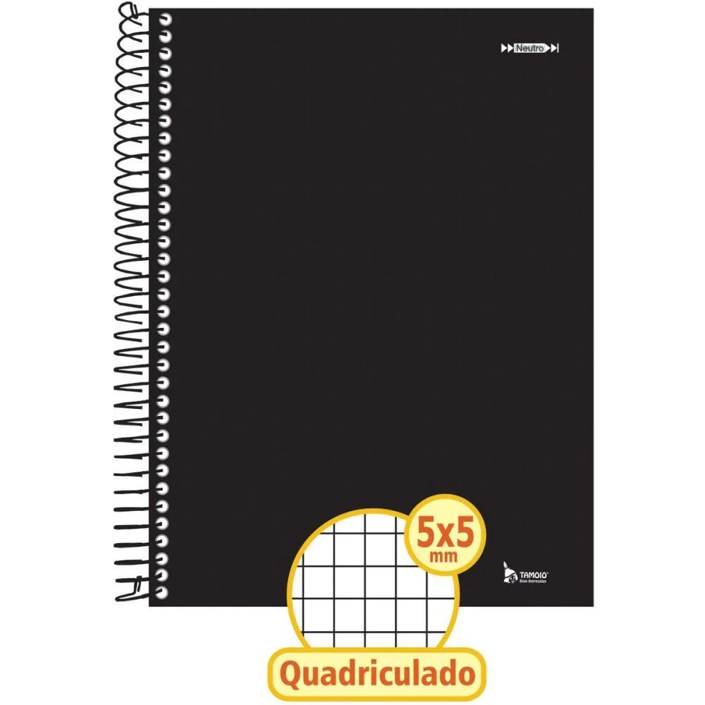 Caderno Quadriculado Univers. 5X5Mm 96F Espiral Preto Cd Tamoio (Pct.c/04) - imagem 3