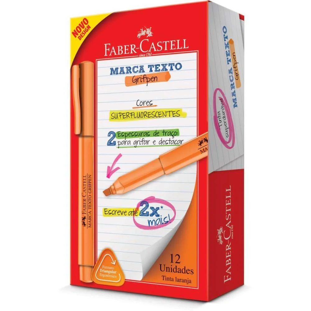 Caneta Marca Texto Grifpen Laranja Faber-Castell (Cx.c/12) - imagem 4