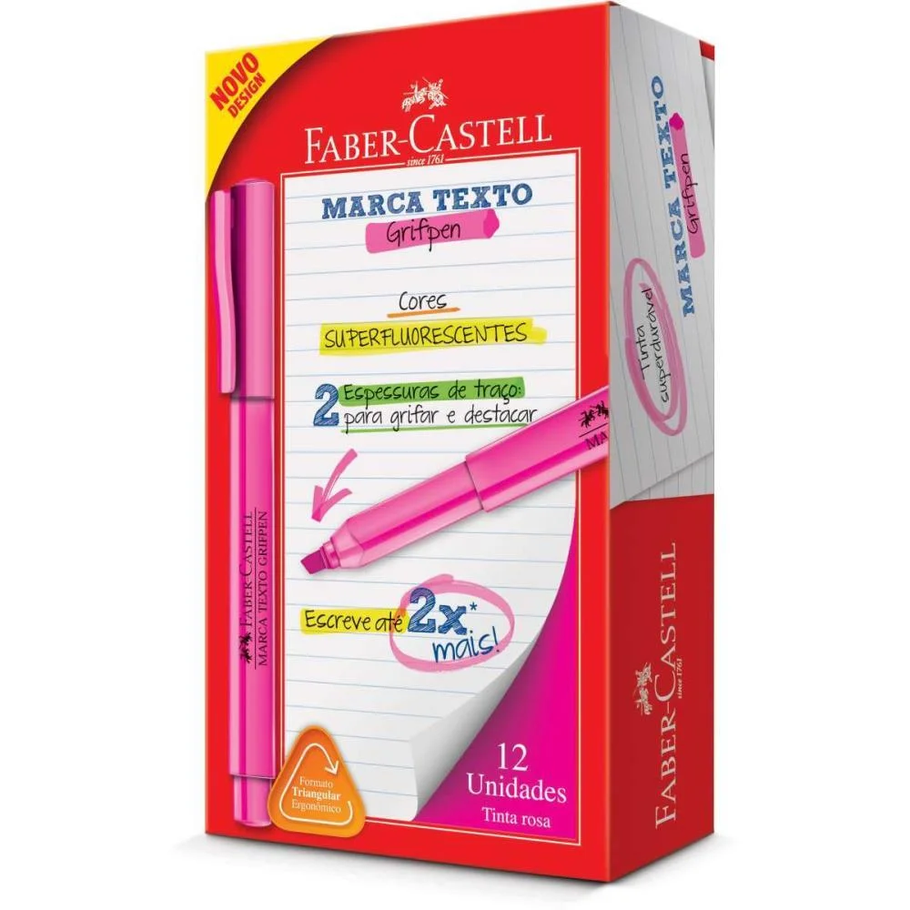 Caneta Marca Texto Grifpen Rosa Faber-Castell (Cx.c/12) - imagem 4