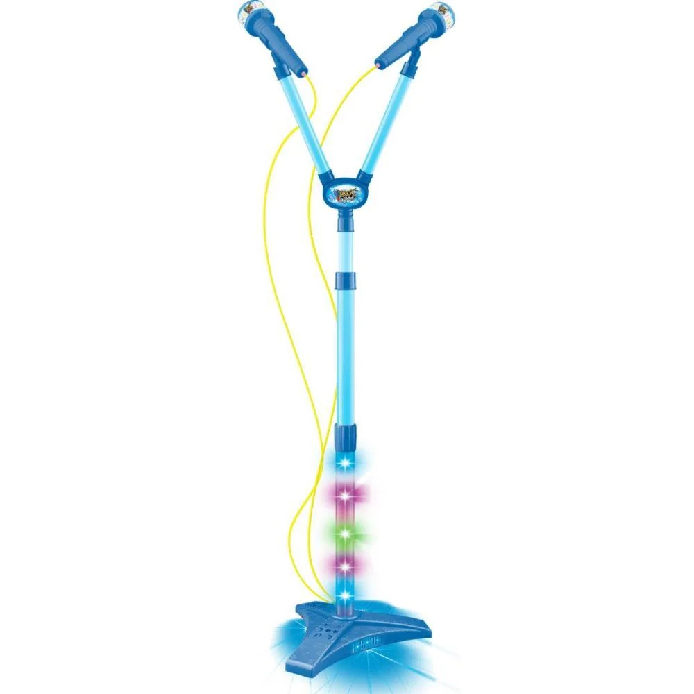 Instrumento Musical Microfone Duplo Pedestal Azul Dm Toys - imagem 4