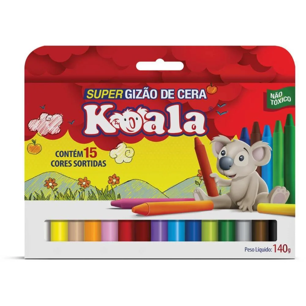 Giz De Cera Jumbo 15 Cores Super Gizao Koala Delta (Pct.c/06) - imagem 3