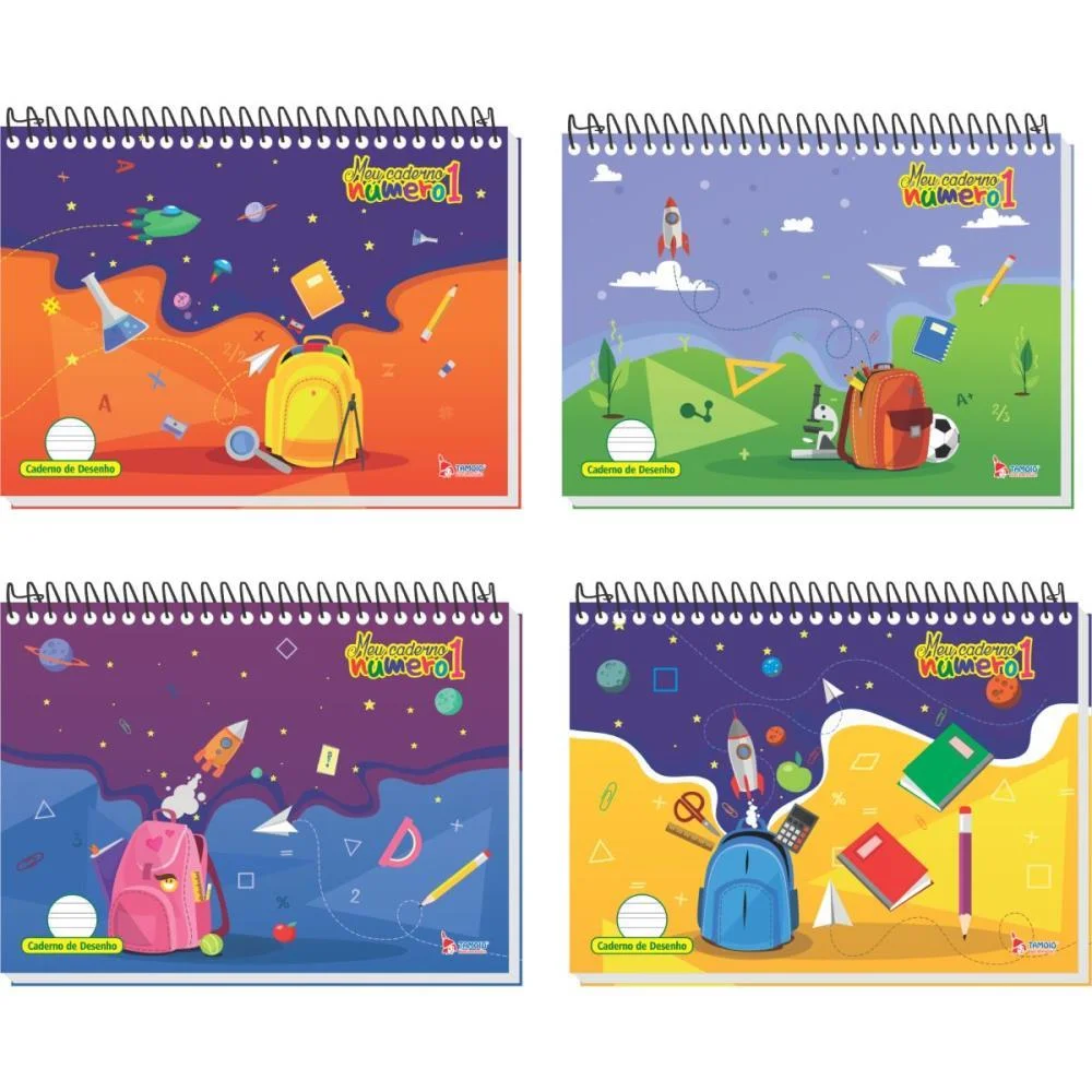 Caderno Desenho Univ Capa Dura Numero 1 40F 150G. Espiral Tamoio (Pct.c/04) - imagem 2