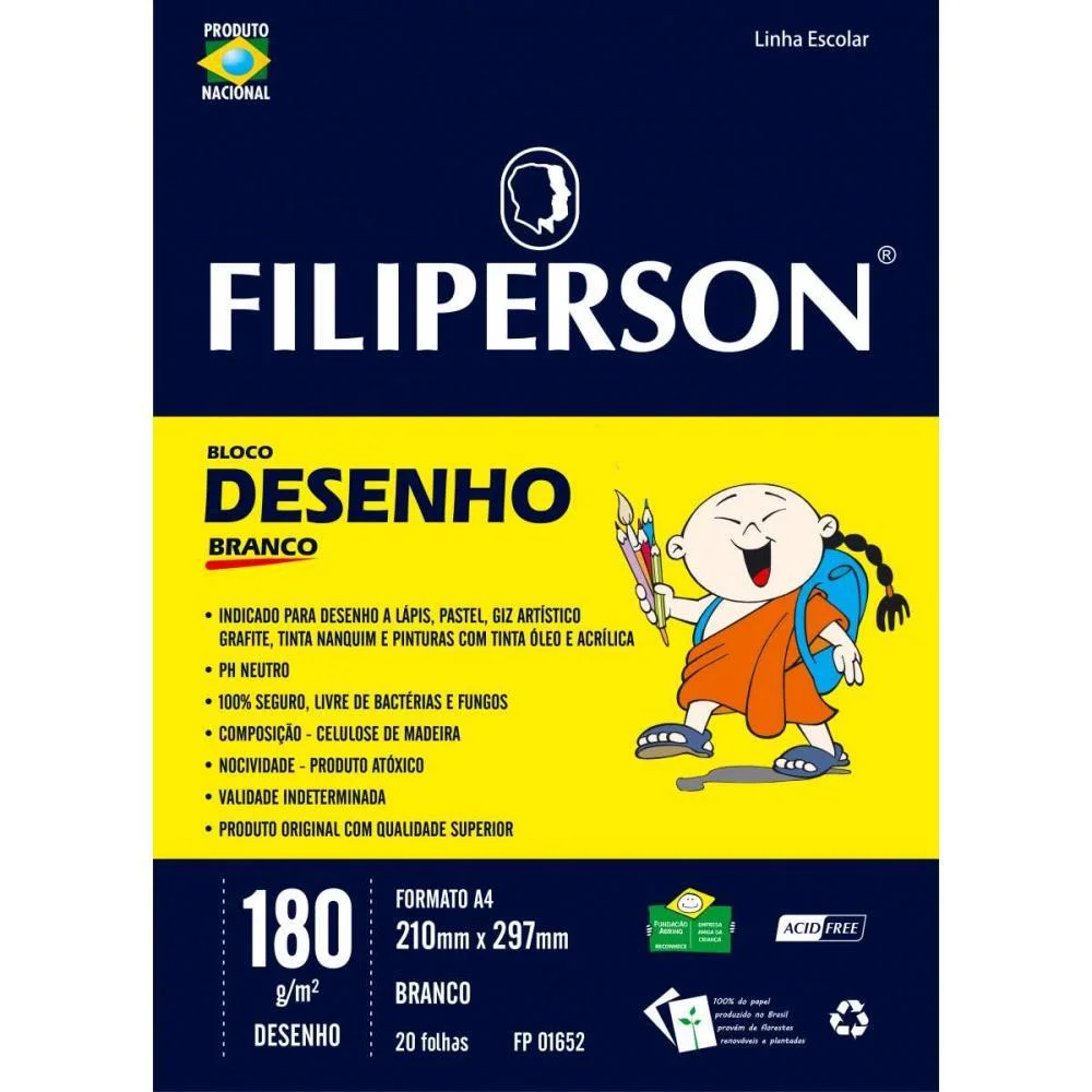 Bloco Tecnico Sem Margem Desenho A-4 180G. 20Fls.branco Filiperson (Pct.c/05) - imagem 2