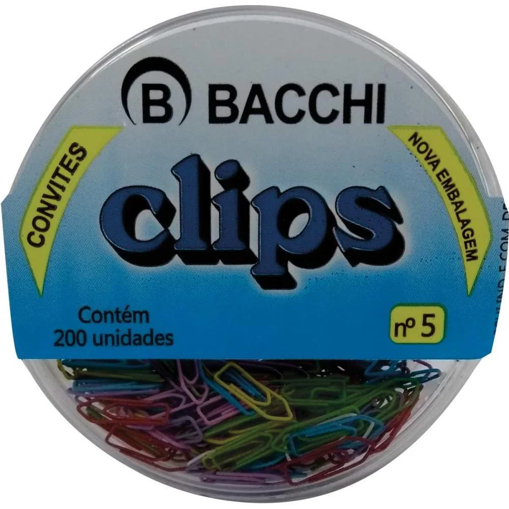 Clipe Colorido Ref.5 Mini Cores C/200Unid. Bacchi (Pct.c/10) - imagem 4