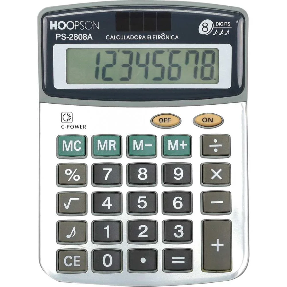 Calculadora De Mesa 8Digitos Bateria/Solar Prata Mercoriental (Unidade) - imagem 3
