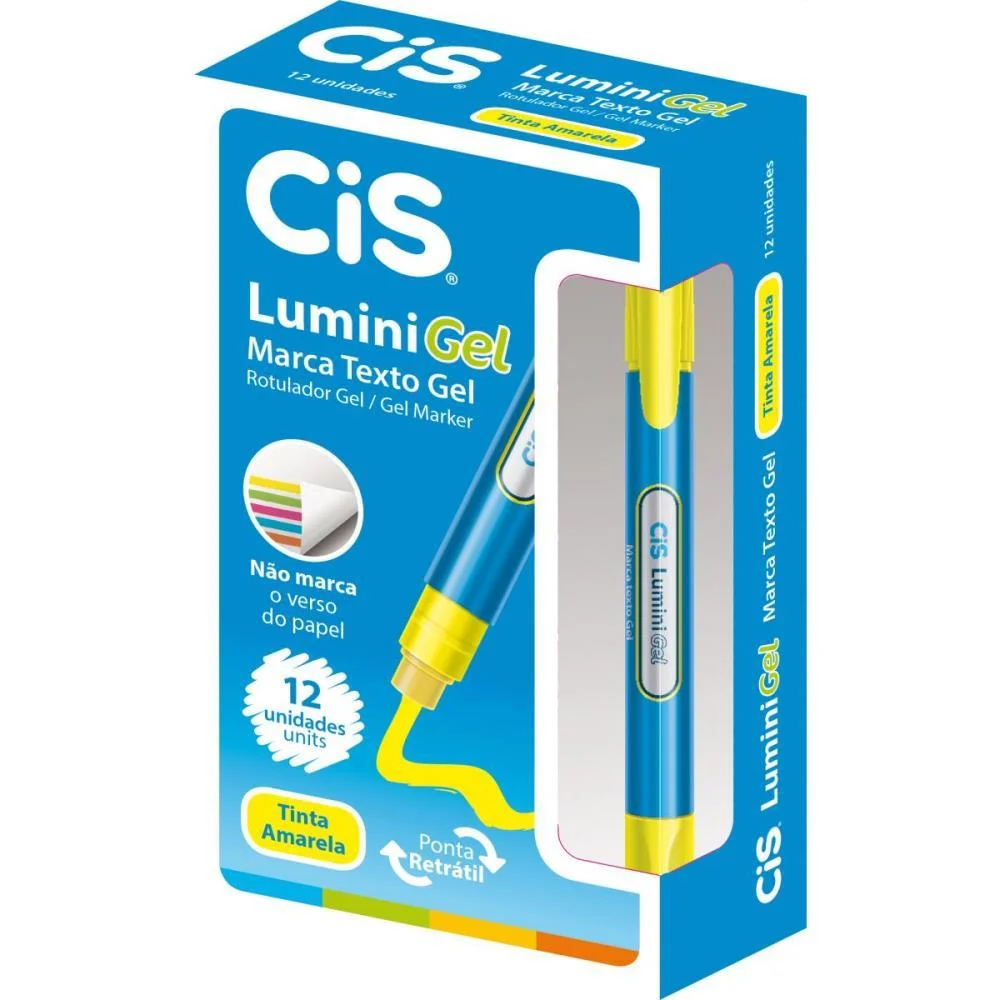 Caneta Marca Texto Gel Cis Lumini Amarela Sertic (Cx.c/12) - imagem 2