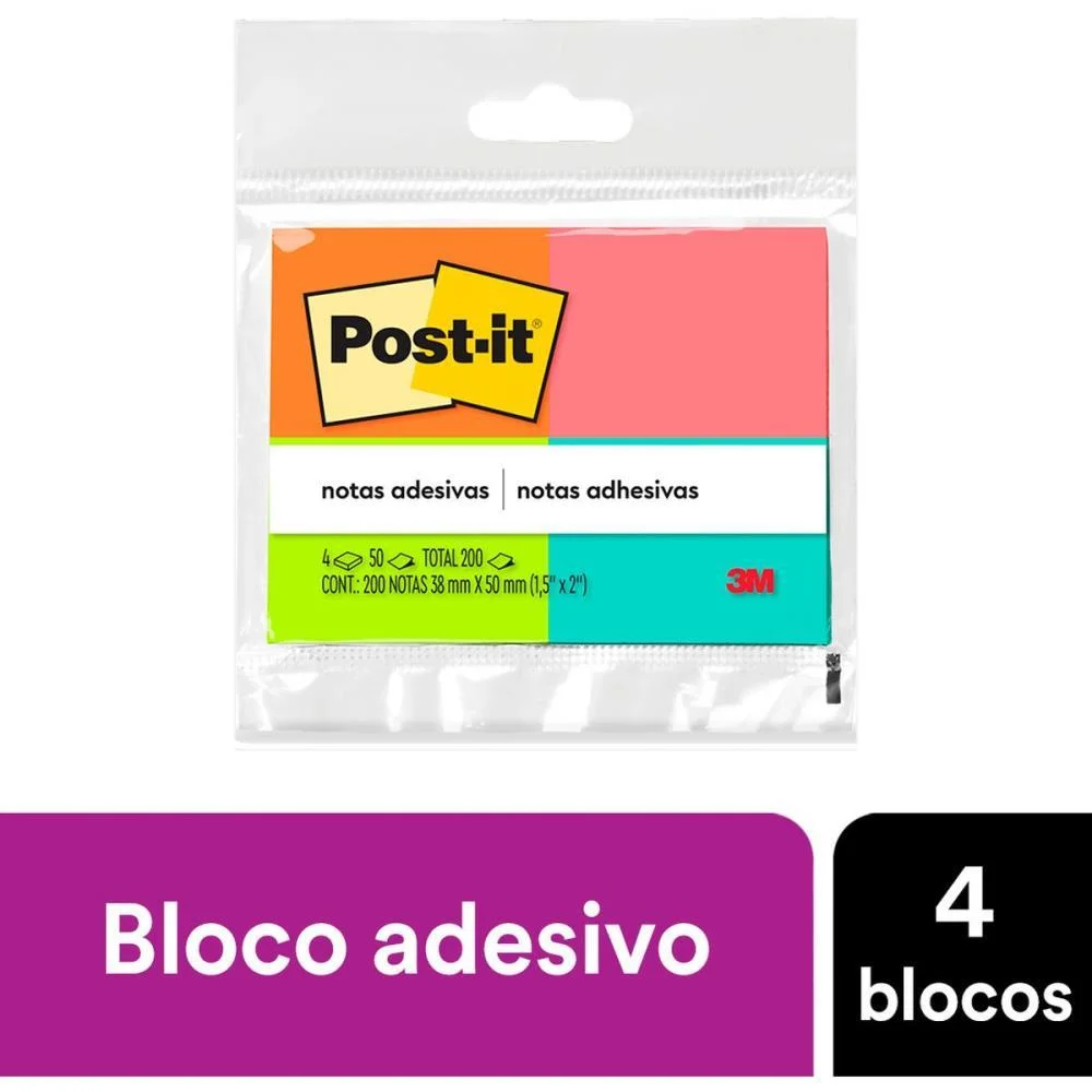 Bloco De Recado Post-It 653 Tropical 38X50Mm 50Fl. 3M (Pct.c/04) - imagem 7