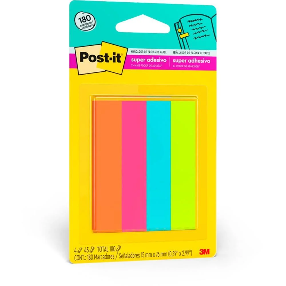 Bloco Marcador Pagina Adesivo Flags 4 Cores Papel 180F. 3M - imagem 3
