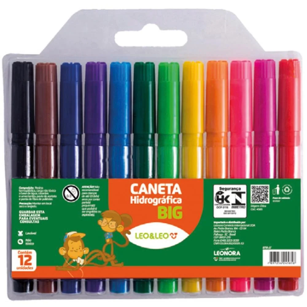 Caneta Hidrografica Jumbo Leo E Leo Big 12 Cores Leonora (Cx.c/12) - imagem 5