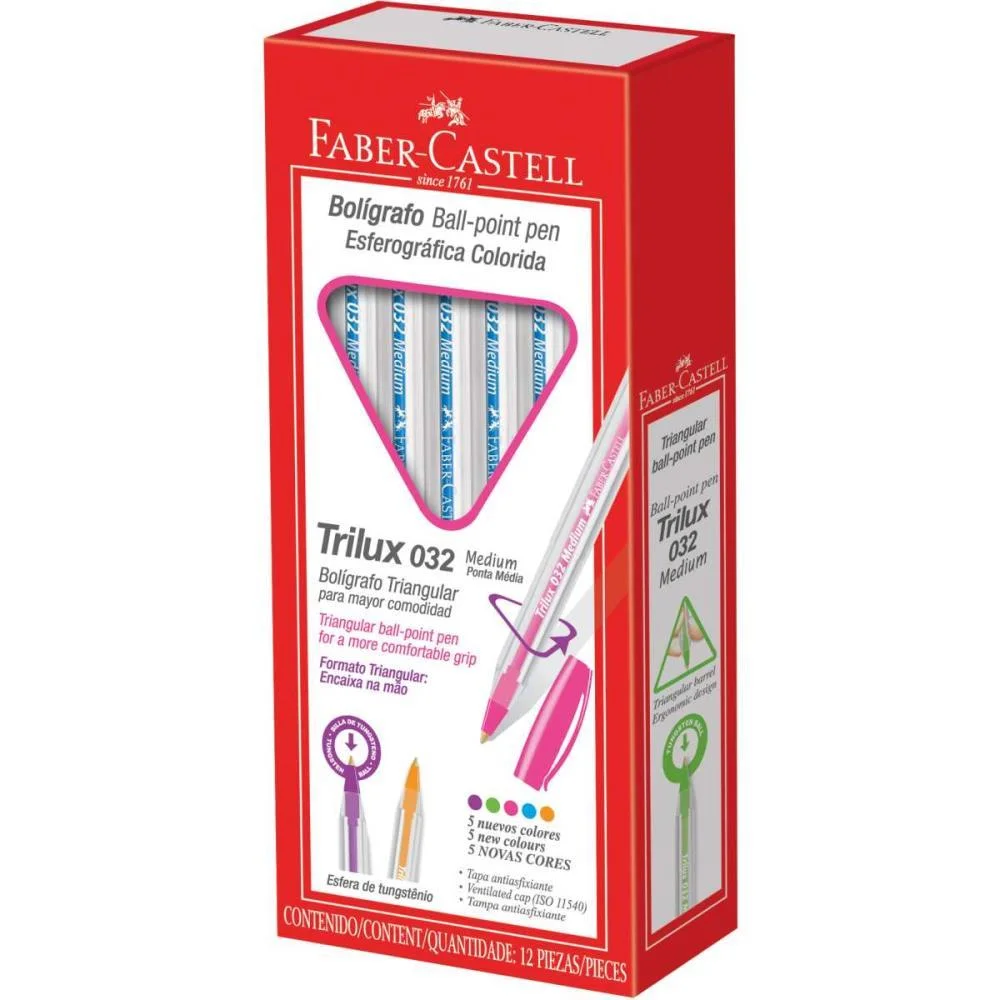 Caneta Esferografica Trilux Colors 1.0Mm Rosa Faber-Castell (Cx.c/12) - imagem 3