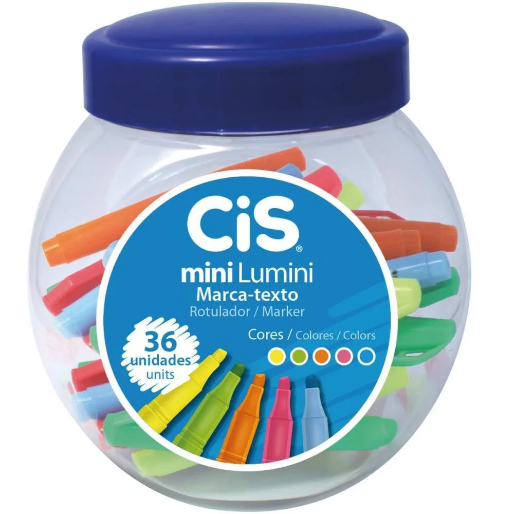 Caneta Marca Texto Cis Mini Lumini 05 Cores Sertic (Pote-36) - imagem 3