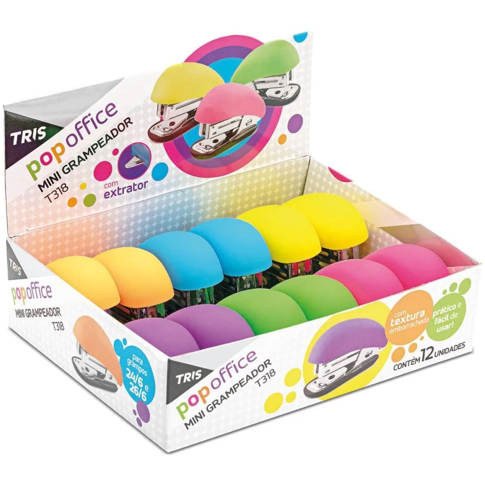 Grampeador Mini P/12Fls Tris T318 Color 26/6 Summit (Dp.c/12) - imagem 3