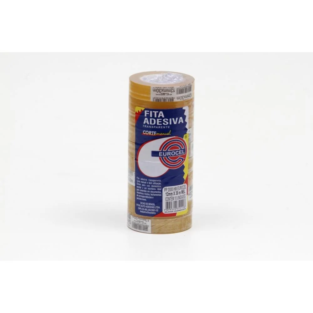 Fita Adesiva Pp 2000 12Mmx30M Transparente Eurocel (Pct.c/10) - imagem 2
