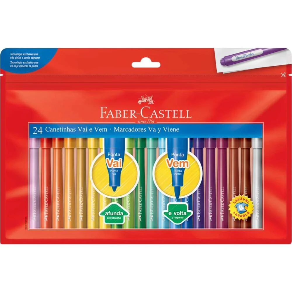 Caneta Hidrografica Vai E Vem 24 Cores Faber-Castell (Pct.c/03) - imagem 2