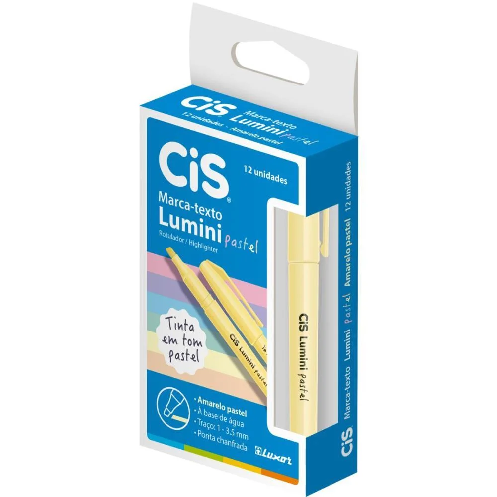 Caneta Marca Texto Cis Lumini Amarelo Pastel Sertic (Cx.c/12) - imagem 3