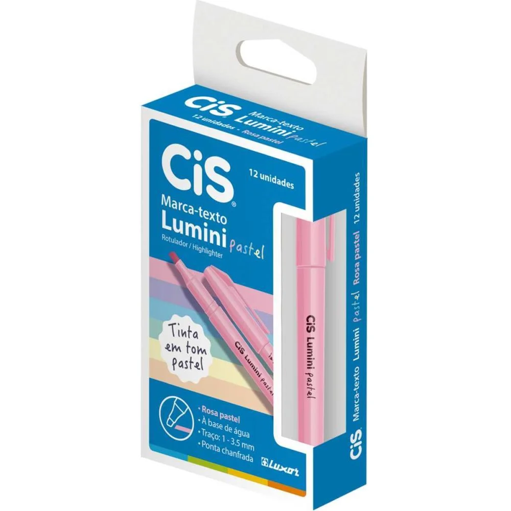 Caneta Marca Texto Cis Lumini Rosa Pastel Sertic (Cx.c/12) - imagem 2