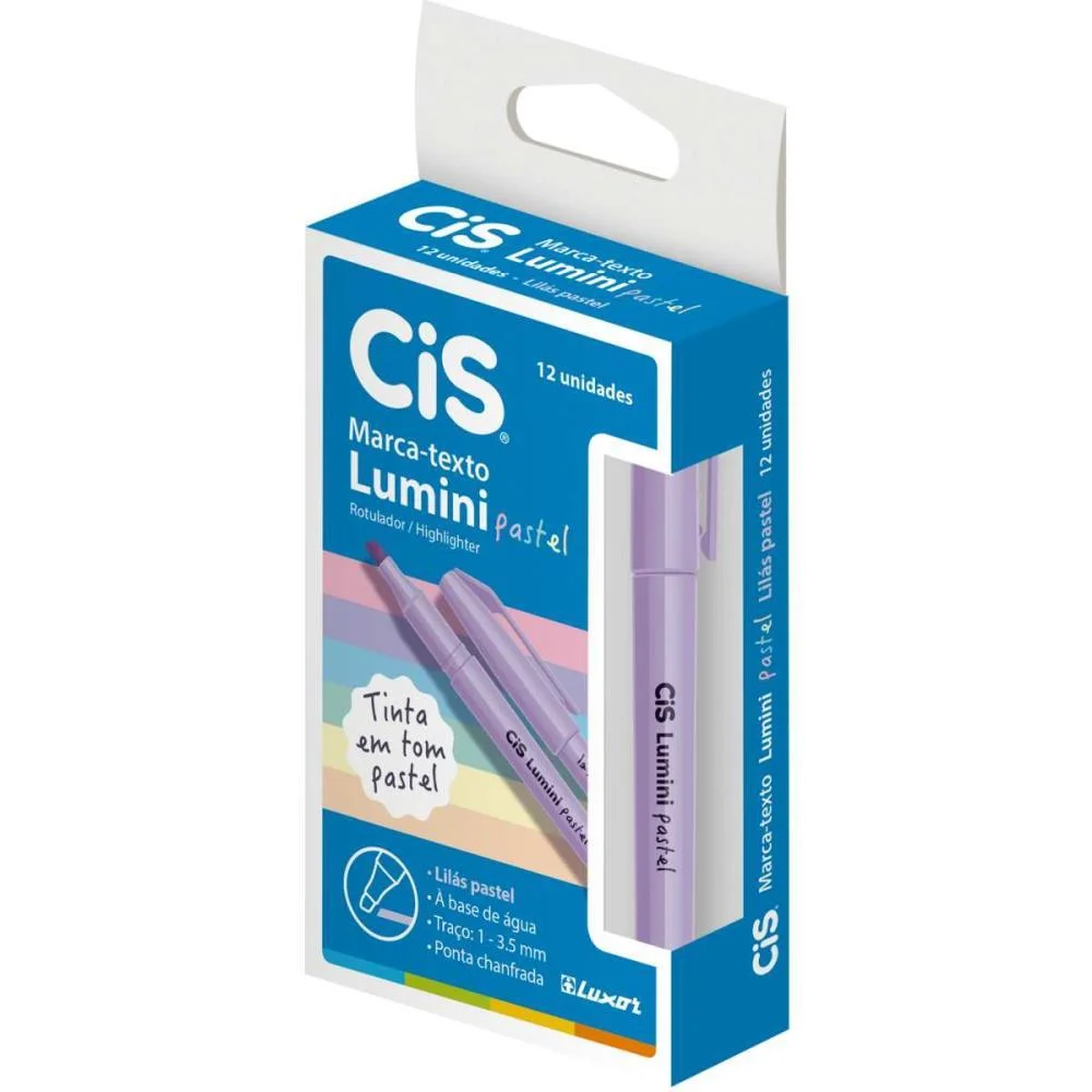 Caneta Marca Texto Cis Lumini Lilas Pastel Sertic (Cx.c/12) - imagem 2