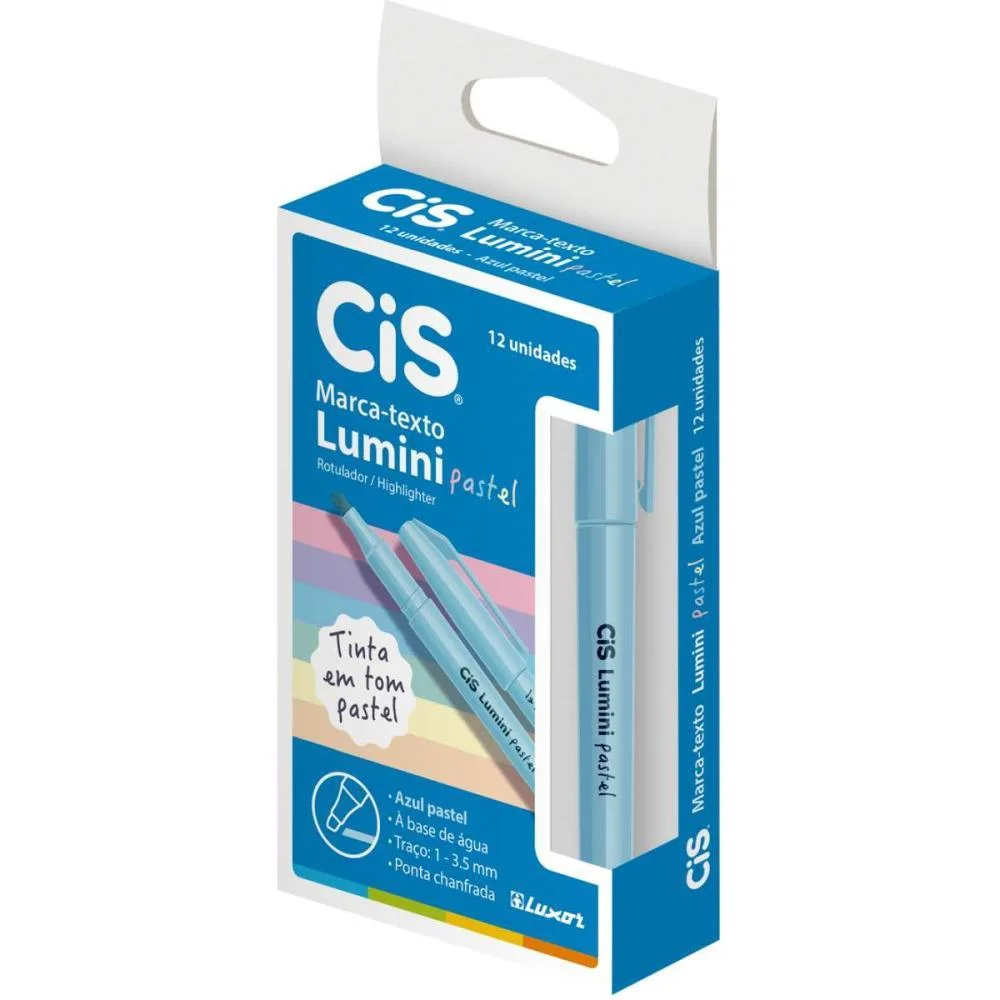 Caneta Marca Texto Cis Lumini Azul Pastel Sertic (Cx.c/12) - imagem 3