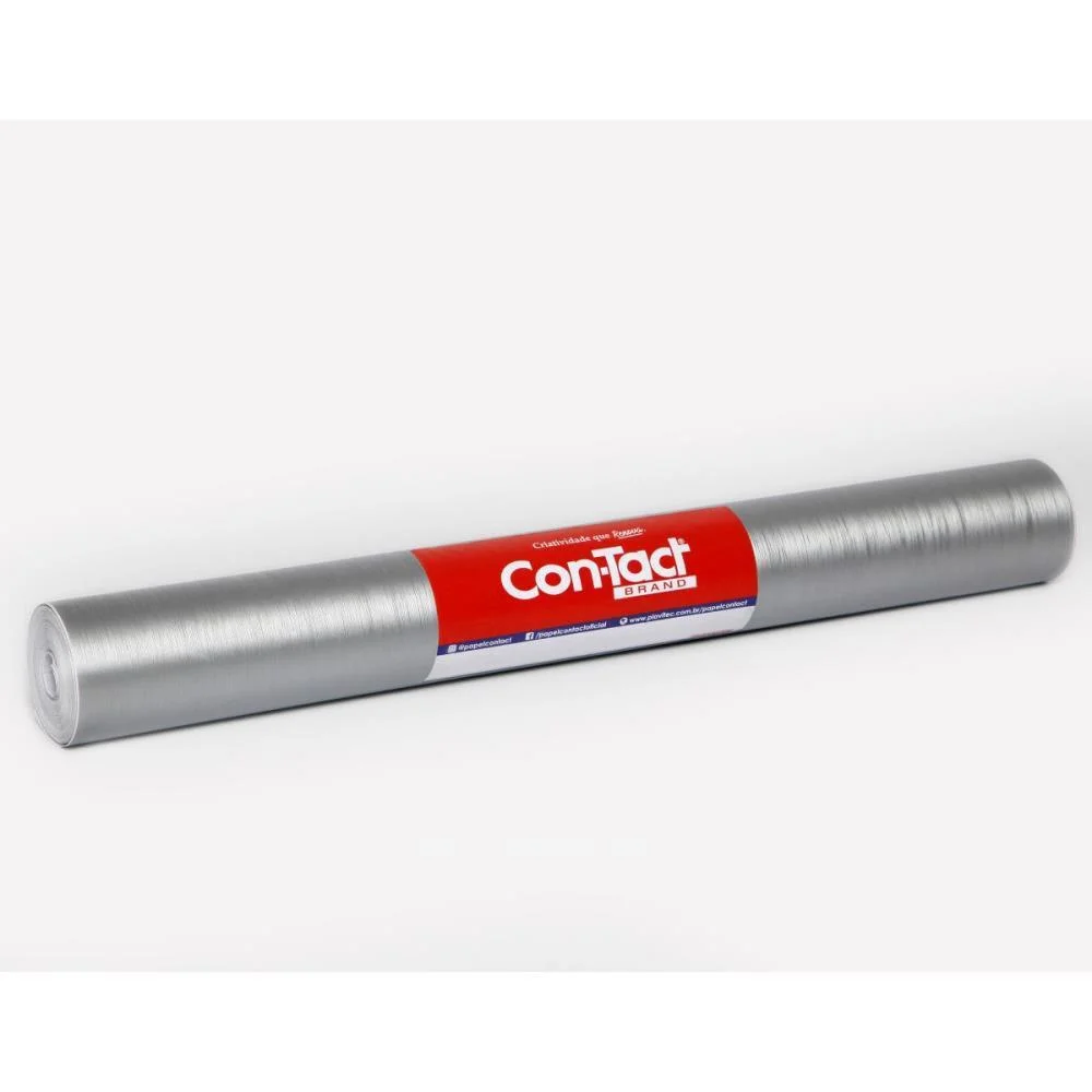 Contact Decorado 45Cmx10M Aco Escovado Prata Contact (Rolo) - imagem 3