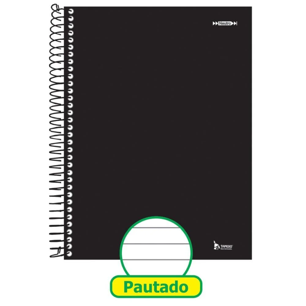 Caderno 10X1 Capa Dura Neutro Preto 200 Folhas Tamoio (Pct.c/04) - imagem 3