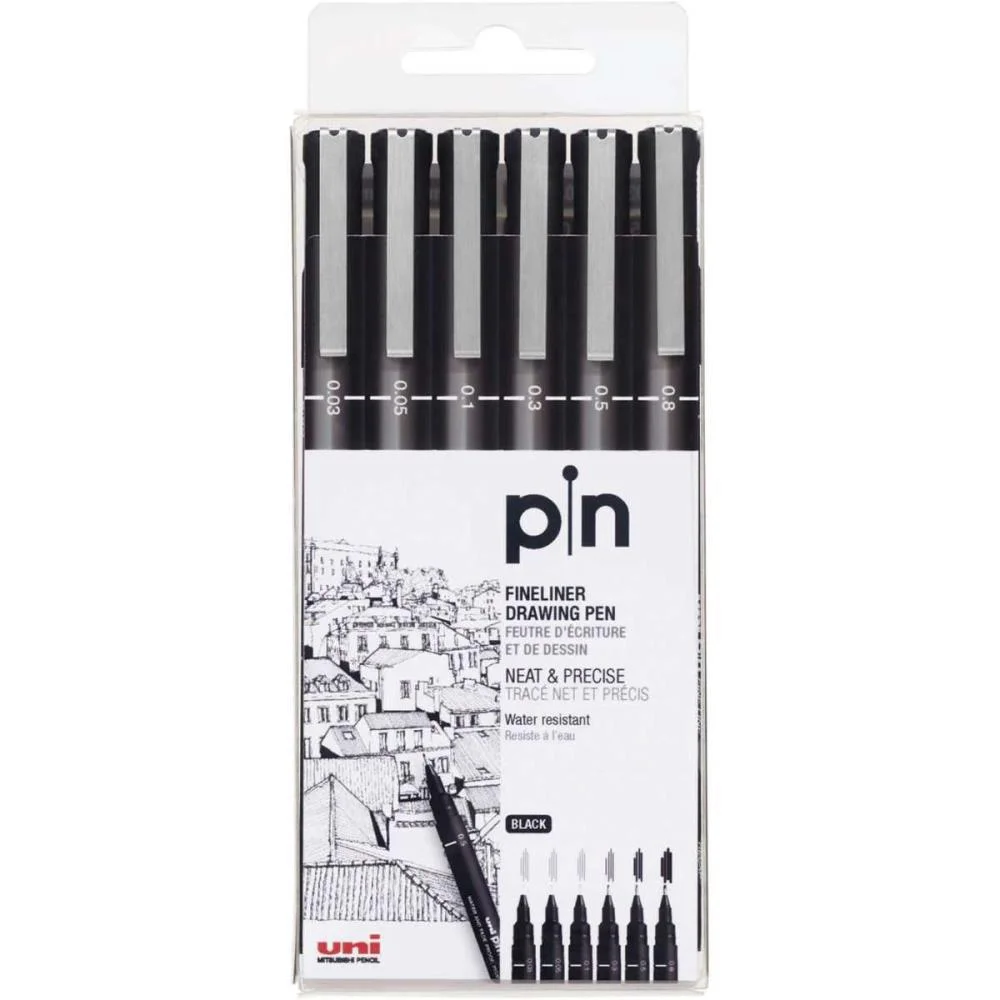 Caneta Tecnica Uni Pin 6 Graduacoes Preta Sertic (Est.c/06) - imagem 2